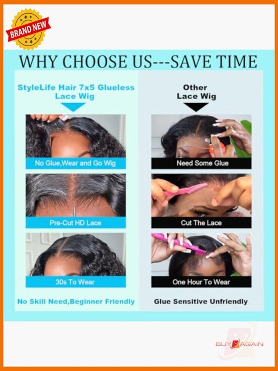 Deep Wave Balayage Glueless Lace Front Wig 7x5 HD Lace 200 Density 26 Inch main image 6